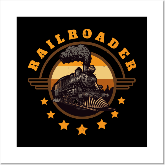 Railroader Steam Locomotive Railroad Wall Art by Foxxy Merch